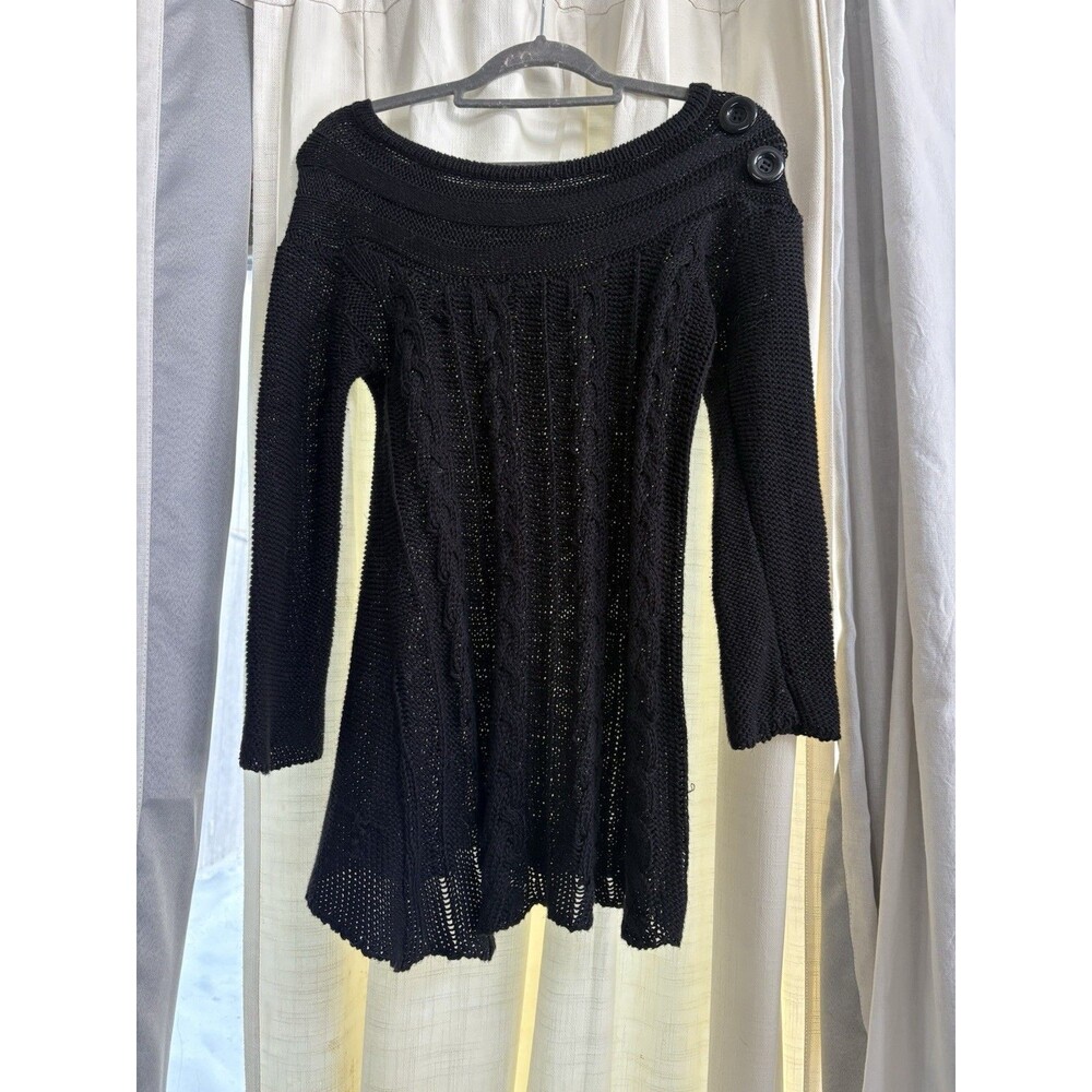American Rag Cie Womens Open Knit Black Fairy Grunge Sweater Size Medium Y2K